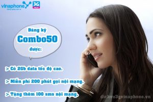 Nhận 3 ưu đãi: gọi, nhắn tin, data khi đăng ký gói Combo50 Vinaphone