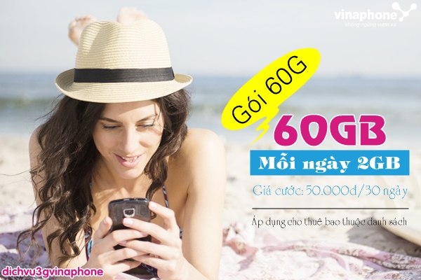 Nhận 60GB chỉ với 50,000đ/tháng khi đăng ký gói 60G Vinaphone