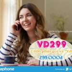 Đăng ký gói VD299 Vinaphone nhận 2000 phút và 7GB Data miễn phí