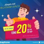 Vinaphone khuyến mãi 20% giá trị thẻ nạp ngày 22/5/2020