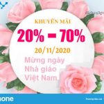 VinaPhone khuyến mãi 20% – 70% ngày 20/11/2020 nhân ngày nhà giáo Việt Nam