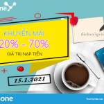 VinaPhone khuyến mãi từ 20 – 70% thẻ nạp ngày 15/1/2021