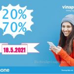Vinaphone khuyến mãi 20 – 70% giá trị thẻ nạp ngày 18/5/2021