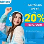 Vinaphone khuyến mãi 20% giá trị thẻ nạp ngày 12/10/2021