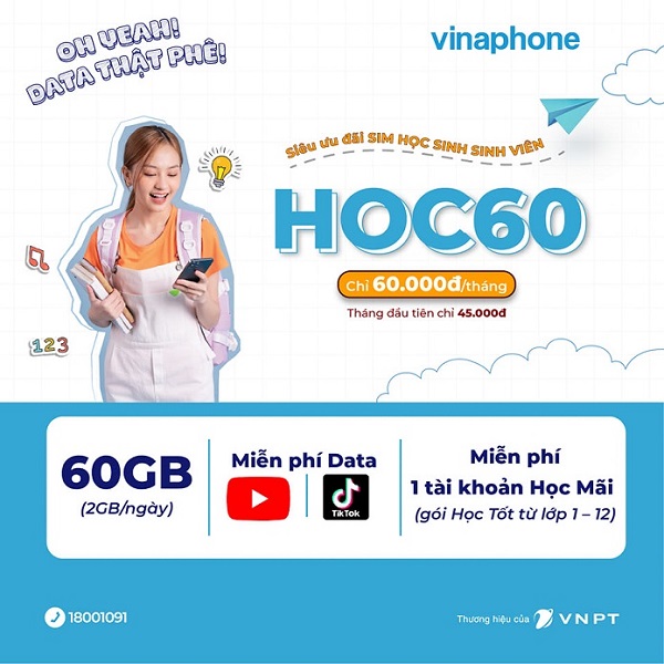 Đăng ký gói cước HOC60 Vinaphone